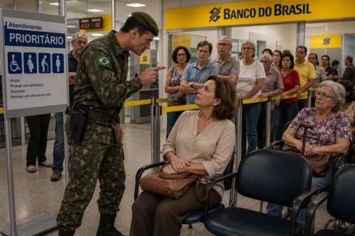 Caí do cavalo em uma agência bancária